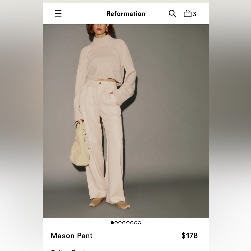 Reformation Mason Pants in Oyster - size 4.